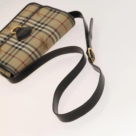 BURBERRY Nova Check Shoulder Bag PVC Beige Gold Auth 136729 - Picture 7 of 15